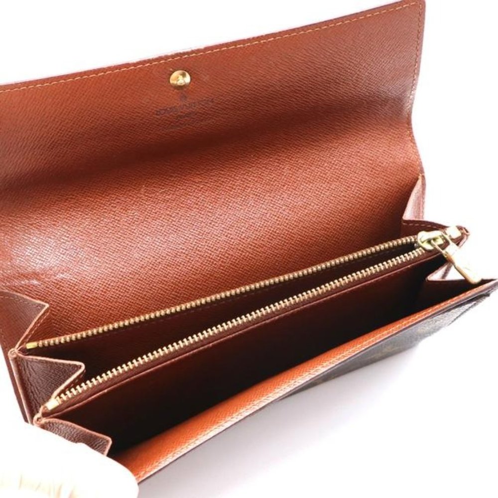 #46346 Monogram Long Flap Pocket Bill Case Zip Zipper Vintage Sarah Wallet - Picture 3 of 11